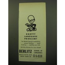 1950 Berlitz School of Language Ad - Knotty language problem?