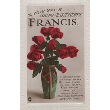 Happy Birthday A Name Called Francis Antique Real Photo Postcard