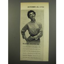 1953 Lord & Taylor Fashion Advertisement - Scotch Chambray
