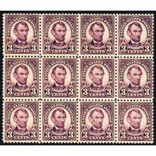 555, Mint F-VF NH 3¢ Block of Twelve Stamps CV $330.00 - Stuart Katz