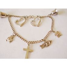 Vintage 925 Charm Heart Mr Mrs Men Bell Bracelet