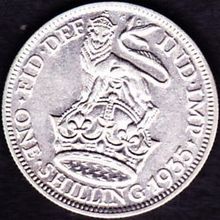 1935 Great Britain 1 Shilling Silver Coin