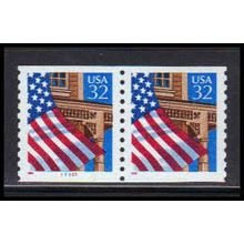 2913v 32c U.S. Flag Over Porch Very Fine MNH LGG CNP Left 77767 PA1712