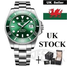 New PAGANI DESIGN Green Face Seiko NH35A Automatic Movement Steel Bracelet Watch