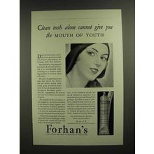 1930 Forhan's Toothpaste Ad - The Mouth of Youth