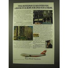 1975 TWA Airlines Ad - Hotelpass Room in Europe