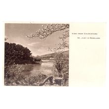 VIEW FROM CHURCHYARD, ST. JUST-IN-ROSELAND, CORNWALL unused vint postcard (A) =