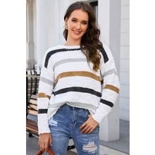 Striped Popcorn Knit Sweater