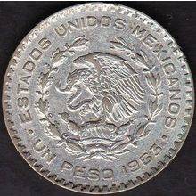 1963 Mexico 1 Peso Silver Coin Pavon