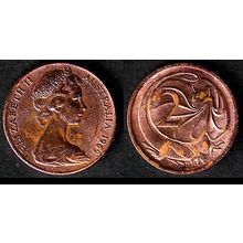 Australia Two Cent 1969 Used Coin Frilled neck-lizard 2c QE II