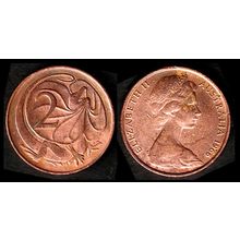 Australia Two Cent 1966 Used, Coin Frilled neck-lizard 2c QE II