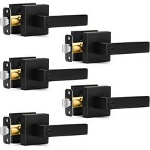 5 Pack Matte Black Door Handles Privacy Door Levers, Keyless Interior Door Knobs