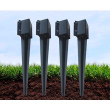 Fence Post Anchor Ground Spike Metal Black Powder Coated 32 X 4 X 4 Inches Outer