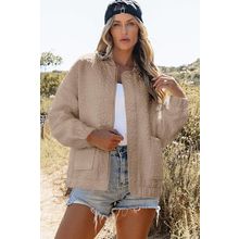 Light French Beige Floral Quilted Jacket