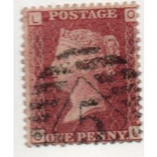 Sg43 1d red plate 201 FINE USED " O L " (REDS)