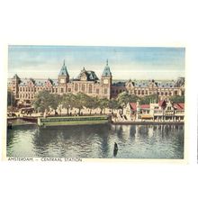 CENTRAL STATION, AMSTERDAM, HOLLAND unused vintage postcard