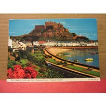 MONT ORGUEIL CASTLE and GOREY HARBOUR, JERSEY.. used postcard Bamforth 1991 pm #