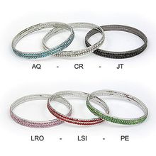 Bangle Bracelets - 2-Row Rhinestone - CR Clear BR-WAB055-18B-CR