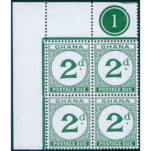 Ghana 1958 2d green Damaged ornament Postage Due SGD15var MNH block x4