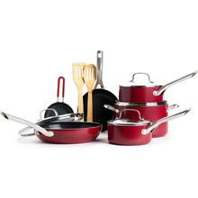 Textured Ceramic Nonstick, 12 Piece Cookware Pots and Pans Set with Stainless St