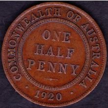 1920 Australia 1 Half Penny Coin