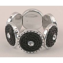 Silver & Black Tone Stretch Bracelet