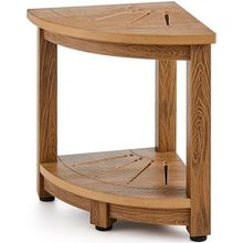 Corner Shower Bench, 16.5" Height 12.8" Radius, Faux Wood Grain Polystyrene,...