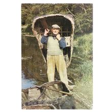 THE CORACLE MAN, Wales unused vintage postcard.by J.Arthur Dixon Wales 1927 (b =