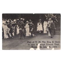 KING EDWARD OPENING DOCK at AVONMOUTH, BRISTOL unused antique postcard RP 1908 =