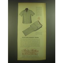 1945 Brooks Brothers Beach-and-Country Shirt and Slacks Advertisement