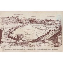 Avignon Pont River Bridge Old Map French Postcard