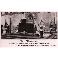 In Memorium King George VI Vintage Westminster Hall PB Postcard