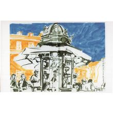 Quiosque Do Camoes Lisbon Portugal Sketch Painting Postcard