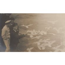 Military WW1 Ship Sailor Examining War Map Unidentified RPC Postcard