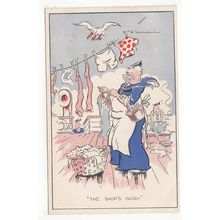 The Ships Wash Naval Comic Funny Postcard Eagle Steamer Publications
