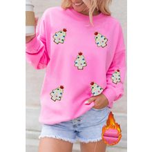 Bonbon Christmas Tree Patch Pattern Crew Neck Sweatshirt