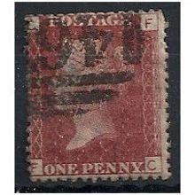 1858 SG43 1d Red Plate 166 Good/Fine Used Check Letters "FC" ...