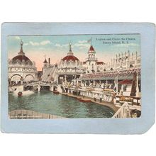 New York Coney Island Amusement Park Postcard Lagoon & Chute The Chutes to~376