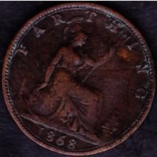 1868 Great Britain 1 Farthing Coin