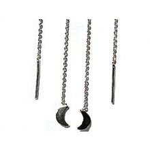 Sterling Silver Crescent Moon Dangle Ear Thread Earring