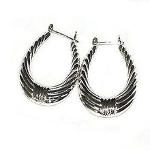 Sterling Silver Pair Shrimp Hoop Earrings