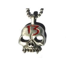 Skull with Red 13 on a 18 inch Ball Neck Chain Necklace