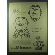 1954 BP Super Plus BP 08 Petrol Ad - Sam no longer swears like a trooper