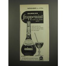 1952 Garnier frappemint Crme de Menthe Advertisement