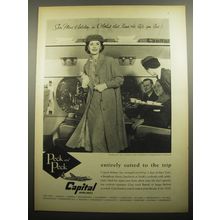 1957 Peck and Peck Fashion and Capital Airlines Ad - Entirely suited to the trip