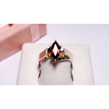 Estate 1ct Natural Marquise Garnet offset raised shoulder 10Kt Y/Gold Ring#22558