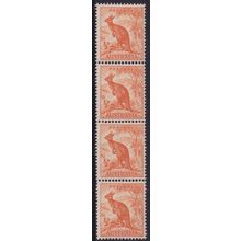 Australia 1950 ½d Kangaroo Coil Strip with Line to Roo's Ear MUH (b)
