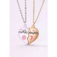 White 2pcs Mother & Daughter Magnetic Heart Necklace