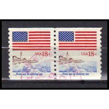 Used 1891 18c U.S. Flag Very Fine Pair PA0225