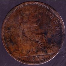 1873 Great Britain 1 Penny Coin